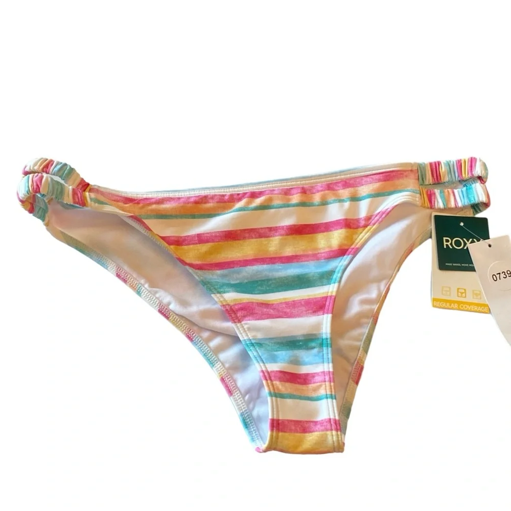 NWT ROXY Island in the Sun Printed Strappy Bikini Bottom, size Large - 1